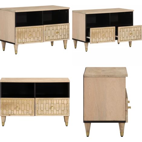 Meuble TV 70x33x46 cm Bois massif de manguier - Meuble Tv - Meuble Televison - Support Tv - Unit Tv - Meubles Tv - Home & Living (1/5)