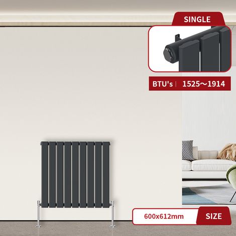 Warmehaus Flat Radiator Anthracite Horizontal 600 x 612mm Single (1/5)