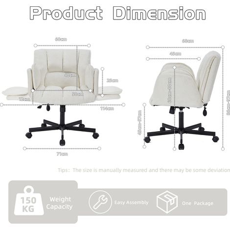 Home office chair, swivel chair, desk chair with casters, rotatable office chair with foldable armrests, load capacity 150kg, height adjustable,beige (1/5)
