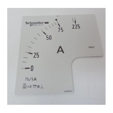 Cadran 3In 0-75-225 A pour ampèremètre ana 72x72mm départ moteur PowerLogic SCHNEIDER ELECTRIC 16007