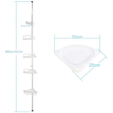 NALOOKAMIC Rangement Etagère D'angle de Douche avec 4 Etagères, Blanc (1/3)