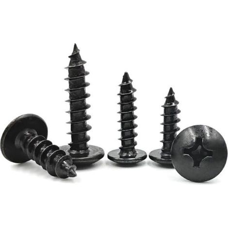 20 vis à bois M3,5 x 20 Acier au carbone noir Tête cruciforme Fixation robuste et résistante à la corrosion Menuiserie et ébénisterie (1/5)
