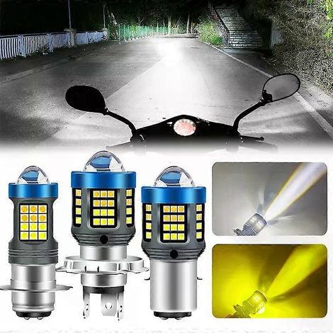 Für 1 Stück H4 BA20D H6 LED Motorradscheinwerfer CSP Zweifarbig Weiß Gelb Fern- und Abblendlicht Linse Nebelscheinwerfer für Motorrad Roller Fahrlicht-JXLGV (1/4)