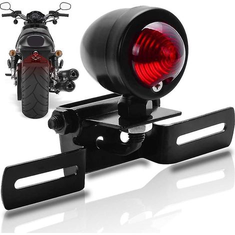 Feu arrière moto avec fonction stop et support de plaque pour Harley Bobber Chopper Cruiser Dyna Glide Sportster (1/5)