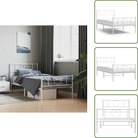 Cadre de lit métal sans matelas avec pied de lit blanc 75x190cm - Cadre De Lit - Lit Simple - Lit Metal - Lit Blanc - Meuble Chambre (1/5)