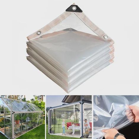 Bâche transparente imperméable polyvalente de 23m avec œillets-installation facile,couverture transparente imperméable à la pluie pour jardin,porche