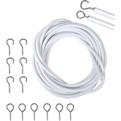 5M Crochet Rideau, Rideau Caravane, Cordon de Rideau Blanc, Kits de Cordon de Rideau, Tringle à Rideau de Douche (1/5)