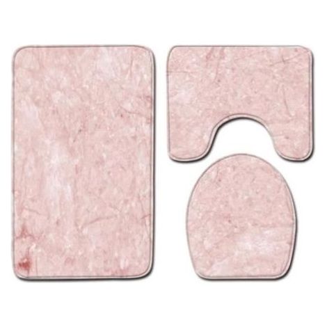 Non-slip bath mat set - 3 pieces - Pink - 50x80cm - Contemporary style