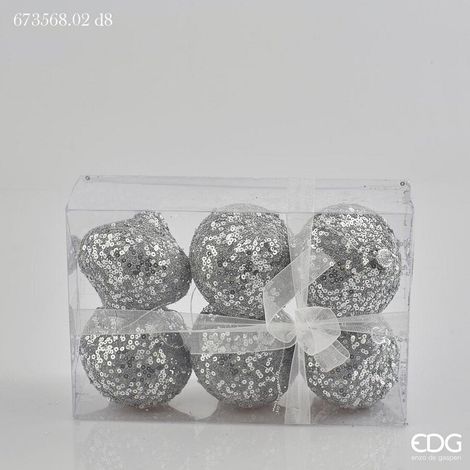 EDG Enzo De Gasperi Decorazione Trottola di Natale con Paillettes D 8 Cm Cf 6 Pz  Scatola con Fiocco