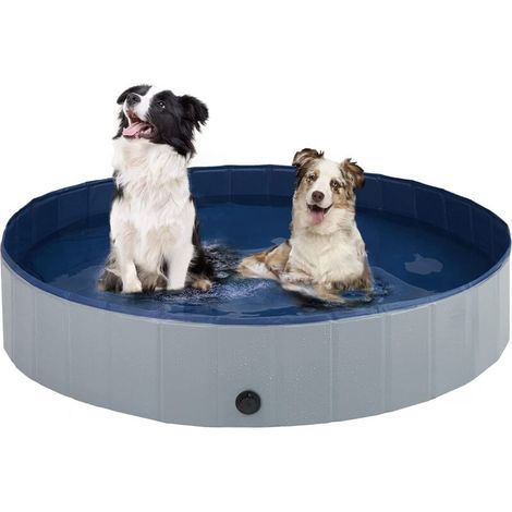 Piscine pliable pour chien, baignoire portable pour animaux de compagnie, convient aux chiens et aux chats, utilisable à l'intérieur comme à l'extérieur, 80 x 30 cm, grise (1/4)