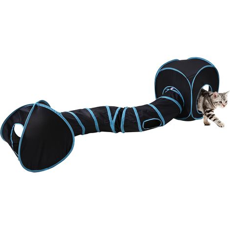 Tunnel per gatti, set tenda tunnel per interni, tunnel pieghevole per animali domestici, per gattini, cuccioli e conigli, resistente e traspirante, con spioncino e pallina giocattolo. (1/2)