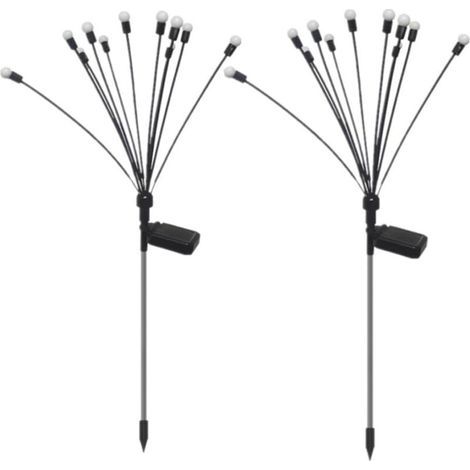 Lampade solari con 10 teste di luce calda, lunghe 75 cm, 2 paia di luci decorative impermeabili da esterno a forma di lucciola (1/5)