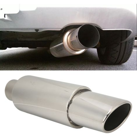 Silencieux d'admission et d'échappement en acier inoxydable 6163 mm, tuyau d'échappement rond, convient aux BMW, Mercedes-Benz, Honda et Toyota (XH-EP090-SL). (1/5)