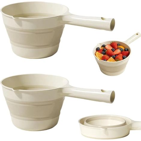 BelleRise - Lot de 2 seaux pliables portables anti-déversement avec poignée ergonomique antidérapante, cuisine, douche, camping (1/5)