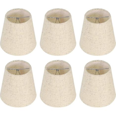 Lot de 6 abat-jour à clipser pour applique murale ou lustre, douille E14, en lin, petits abat-jour pour lampes de table