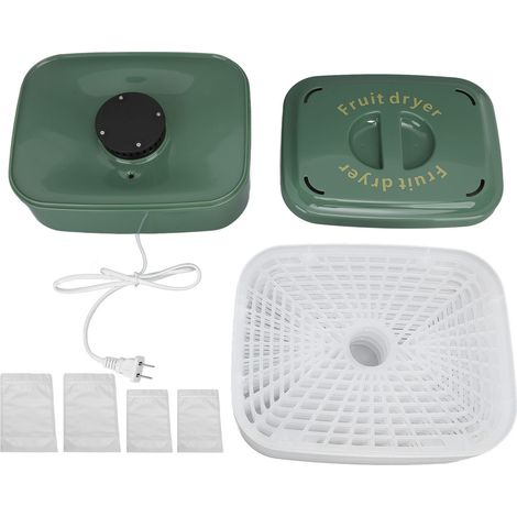 Séchoir Alimentaire Électrique 5 Plateaux, Déshydrateur pour Fruits, Légumes et Viande, Double Bouton, Prise CN 220V, Vert (1/5)