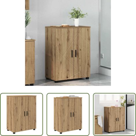 Rangement salle de bain -  Cabinet de salle de bain Chêne artisanal 60 x 35 x 80 cm (1/5)