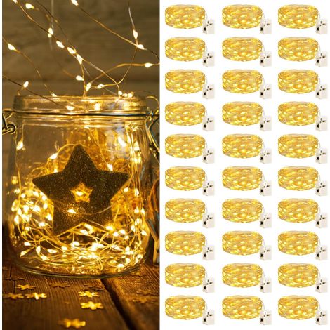 Pack of 30 Mini Battery Operated LED Fairy Lights, 2M 20LED 3 Modes Battery, IP65 Waterproof Small Battery Operated Indoor Fairy Lights for Garden, Bedroom, Wedding, Party, Christmas, Halloween, Warm  (1/5)