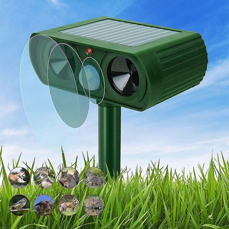Répulsif à ultrasons pour chats, répulsif à ultrasons solaire pour animaux, étanche avec détecteur de mouvement et lumière stroboscopique, répulsif à ultrasons solaire pour martres, répulsif pour anim (1/5)