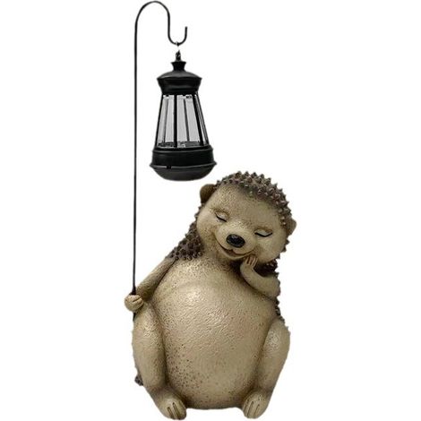 Lampe d'ambiance décorative solaire pour balcon, jardin ou cour extérieure, sculpture de hérisson, statue d'animal ornementale.