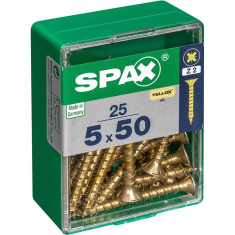 Schachtel mit 25 Einheiten Spax-Holzschraube mit flachem Yellox-Kopf 5,0 x 50 mm Spax (1/5)
