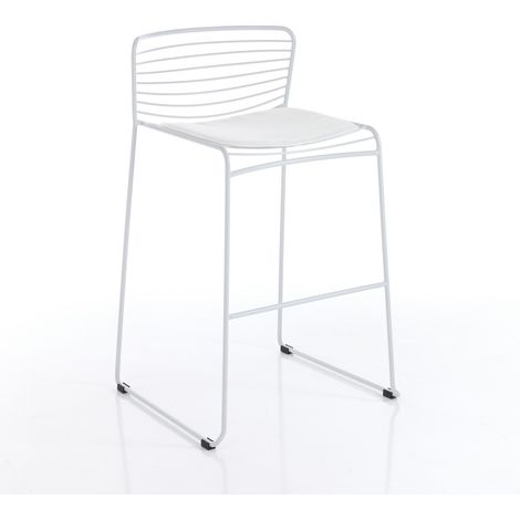 Set 2 sgabelli da esterno in acciaio bianchi cm. H.90 x L.55 x P.51