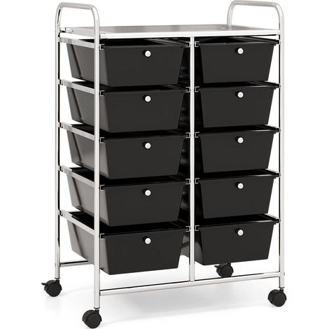 Pour bureau, maison ou salle de classe, desserte à tiroirs facile à déplacer, 10 tiroirs et 4 roulettes (1/5)