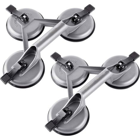 2x Aluminium Ventouses 120kg 120mm Verre Ventouse de manutention avec 3 Ventouses (1/4)