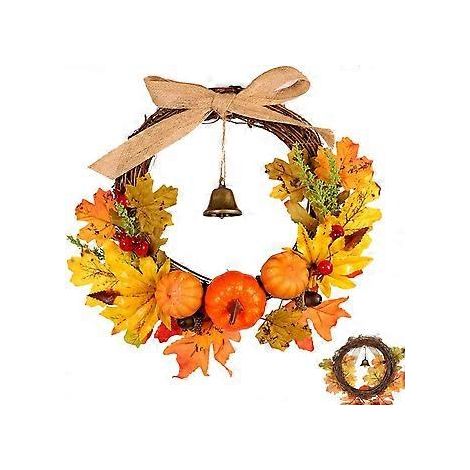 Couronne de Thanksgiving avec base en vigne résistante, guirlande réaliste pour décoration intérieure et extérieure, rehausse l'ambiance festive grâce à son design multicouche (1/4)