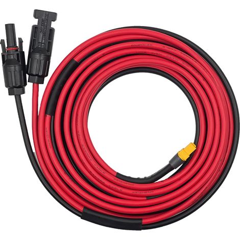 Câble solaire Câble 10AWG Connecteur solaire vers XT60 adaptateur Câble 6mm2 Panneau solaire Compatible pour Powerstation (3M) (1/5)