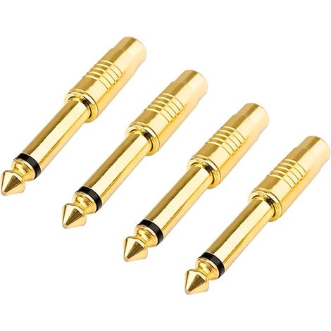 4 Pièces Adaptateur Jack 6,35mm vers RCA, Connecteur 6.35mm mono TS, Convertisseur Prise Instrument Mâle vers RCA femelle Plaqué Or 24K, pour Amplificateur Clavier Table de Mixage, Système Home Cinéma