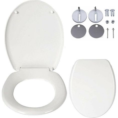 Siège de toilette en forme de O, siège de toilette blanc à ralentissement, avec dispositif de dégagement rapide, siège de toilette en plastique dura antibactérien durable avec charnière réglable en ac (1/5)