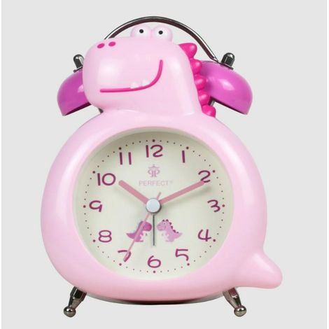 Reloj despertador infantil de cuarzo TB-13901 color rosa dinosaurio