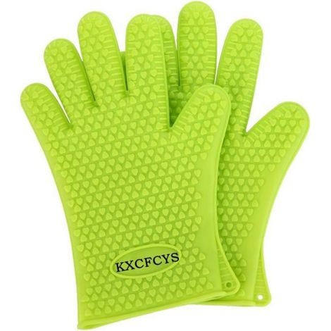 2 Gants de cuisine,Silicone,Résistant chaleur -40°C à 230°C,Antidérapant,Barbecue four (1/5)