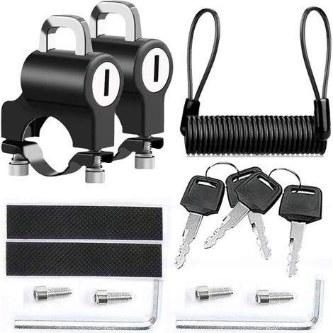 Lot de 2 verrous de casque de moto avec 4 clés, serrure universelle avec 1 corde de rappel (1/5)