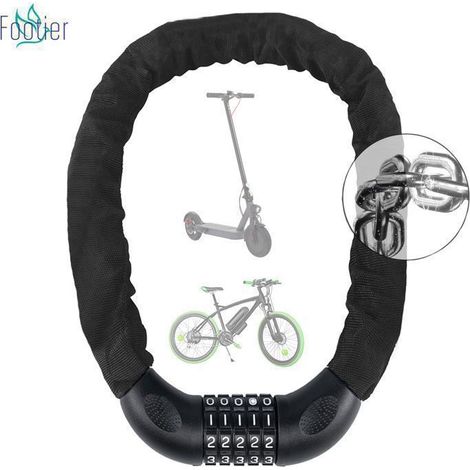 Chaîne Antivol Vélo 100 CM, Chaîne Cadenas Vélo 5 Chiffres Codes pour Vélos électrique/VTT, Motos, trotinette electrique, Portails (1/5)