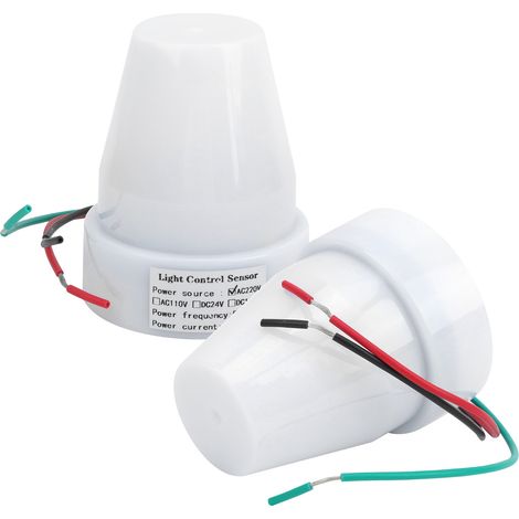 Interrupteur crépusculaire 2 pièces AC220V 10A, contrôleur automatique photoélectrique réglable pour lampadaire et éclairage extérieur (1/5)