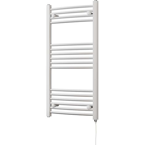 Zennor - White Electric Towel Rail H1000mm x W500mm Curved 400w Standard (1/3)