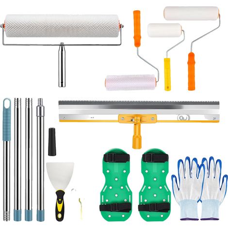 Kit d'outils de nivellement automatique, rouleau à picots 12 mm, grattoir denté 5 mm, tiges de raccordement 157 cm, chaussures à clous avec 13 clous antidérapants, comprend un adaptateur de poteau (1/5)