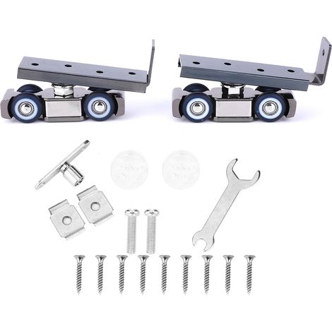 Rouleau de Porte Coulissante Double Rangée Acier Inox pour Armoire et Meuble (1/5)