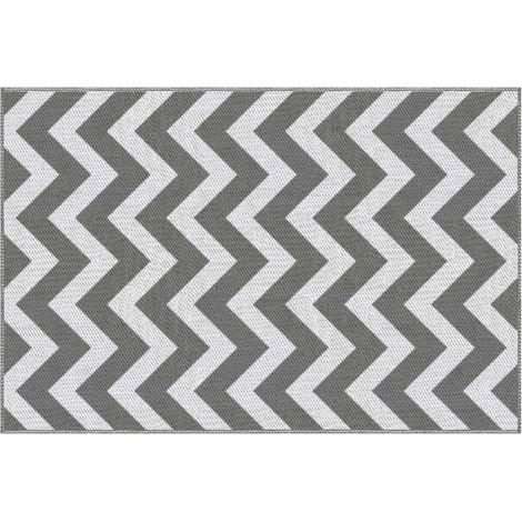 Tapis d'extérieur en plastique imperméable, 121x182cm, gris clair + blanc, pour balcon (1/3)