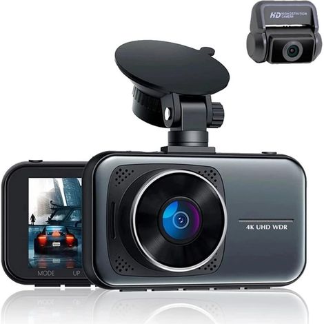 3D-Auto-Dashcam, 4K-Front- und 1080P-Heck-Dashcam für Autos, mit Nachtsicht, 170°-Weitwinkel, unterstützt max. 128 GB