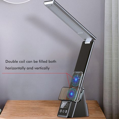 Augenschonende Schreibtischlampe mit kabellosem Ladegerät, Touch-Dimmfunktion, LED-Tischleuchte, faltbare Leselampe für Schüler (1/5)