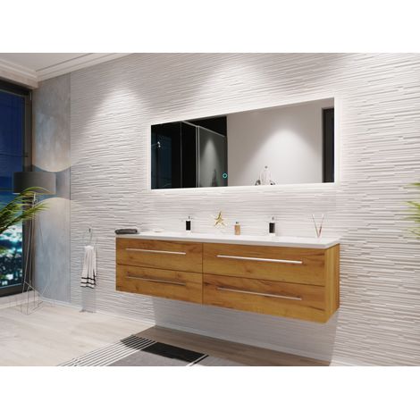 Badmöbelset Colossos160 2-teilig LED Spiegel eiche gold (1/5)