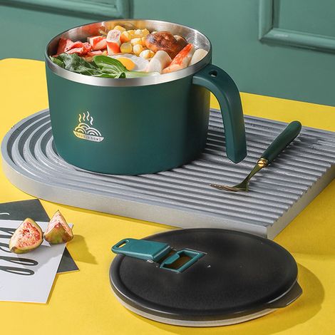 Instantnudelschale aus Edelstahl 304 mit Deckel, tragbarer Becher/Lunchbox für Büroangestellte, Grün (1/5)