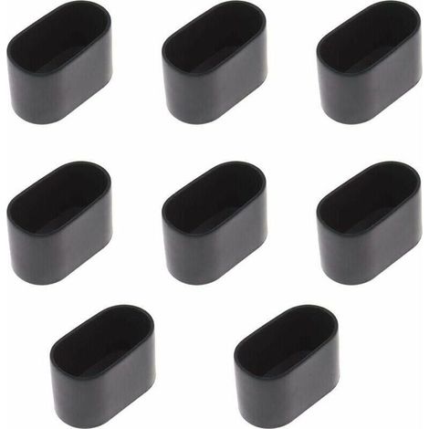 Lot de 8 embouts ovales pour pieds de table ou de chaise - En caoutchouc souple - Anti-rayures - 40 x 20 mm - Noir, - (1/5)