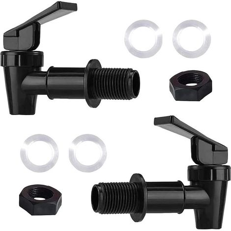 Lot de 3/4 robinets de refroidissement de rechange, distributeur d'eau en plastique, carafe de bouteille de type poussoir, bec verseur réutilisable, levier de boisson, robinet d'eau (noir) (1/5)