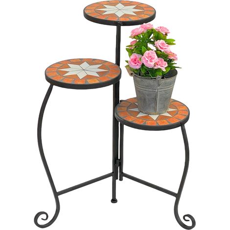 DanDiBo Blumentreppe Mosaik Rund 55 cm Blumenregal 12020 Beistelltisch Pflanzenständer Mosaiktisch Blumenbank (1/5)