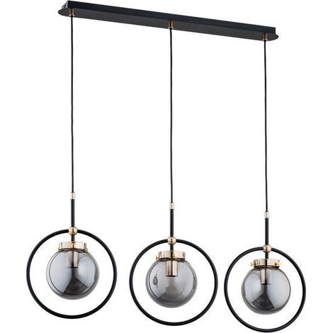 Suspension industrielle AKIRA noire/or 3xE14 10W Alfa (1/3)