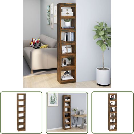 The Living Store Bibliothèque/Séparateur de pièce Chêne fumé 40x30x198 cm - Bibliothèque - Meuble Rangement - Étagère - Séparateur De Pièce - Bibliothèque Moderne (1/5)